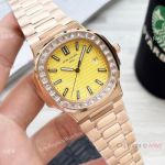 New Patek Philippe Nautilus Lemon Dial Diamond bezel Watches Automatic